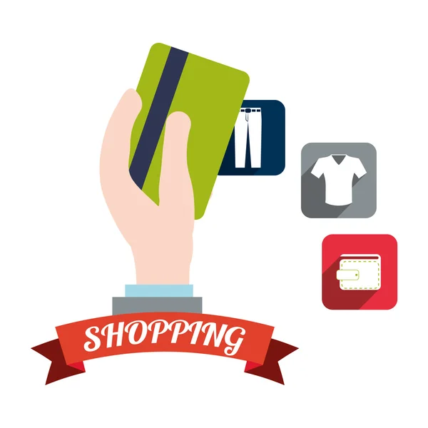 Mercado de compras tienda icono conjunto — Vector de stock