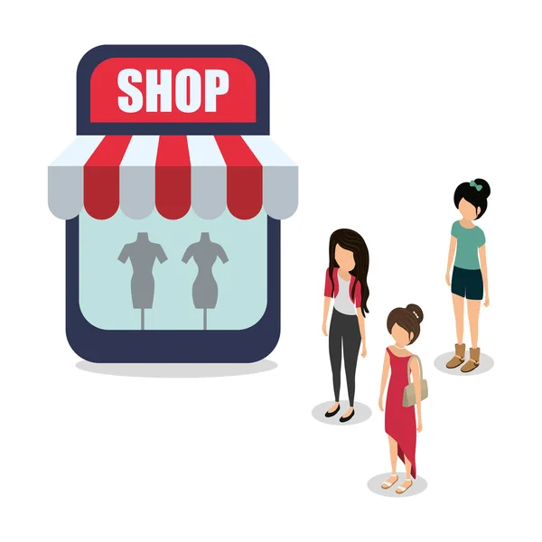 Mercado de compras tienda icono conjunto — Vector de stock