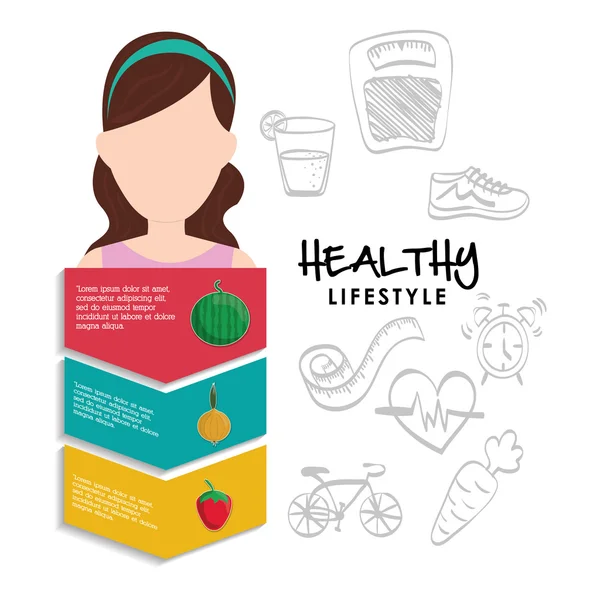 Woman girl healthy lifestyle design — Stock Vector