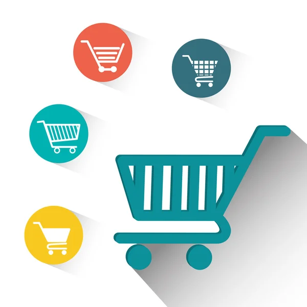 Mercado de compras tienda icono conjunto — Vector de stock