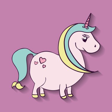 Tek boynuzlu at karikatür tasarım