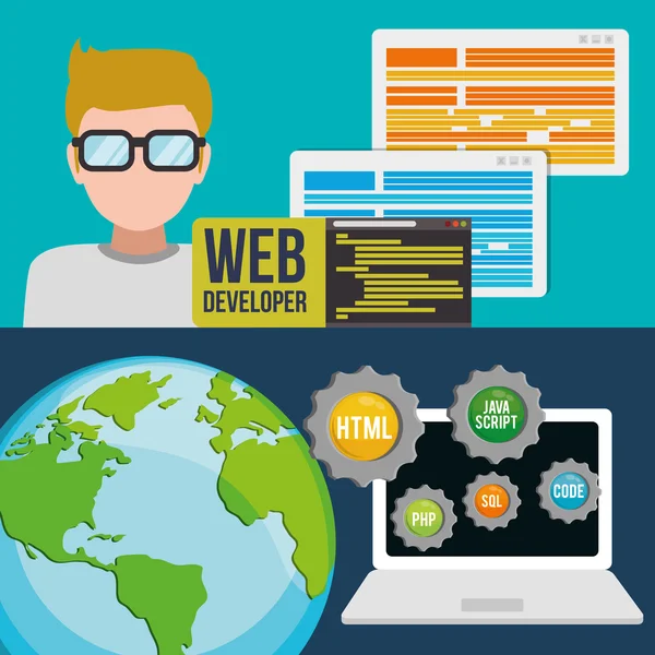 Desenvolvedor web design responsivo —  Vetores de Stock