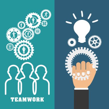 pictogram dişliler el ampulü takım çalışması tasarımı