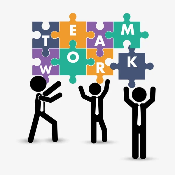 Pictograms puzzle teamwork support design — Stock Vector