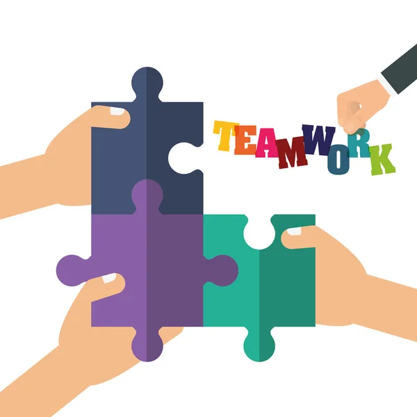 Puzzle Hand Teamarbeit unterstützen Design — Stockvektor