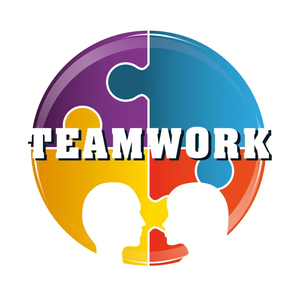 Puzzle head team support design - Stok Vektor
