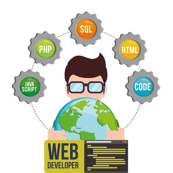 Developer web responsive design — Stock Vector