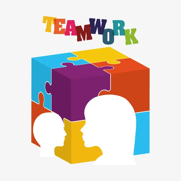 Puzzle head teamwork support design — Stock Vector