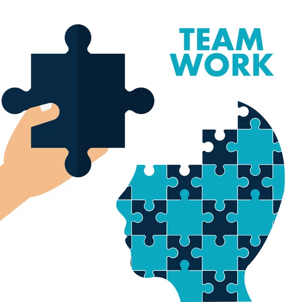 Puzzle hand teamwork support design — Stock Vector