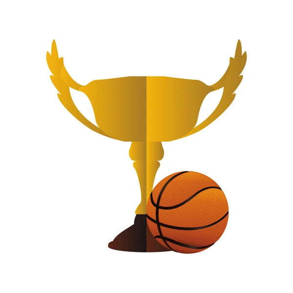 Trofeo de oro y diseño de baloncesto — Vector de stock