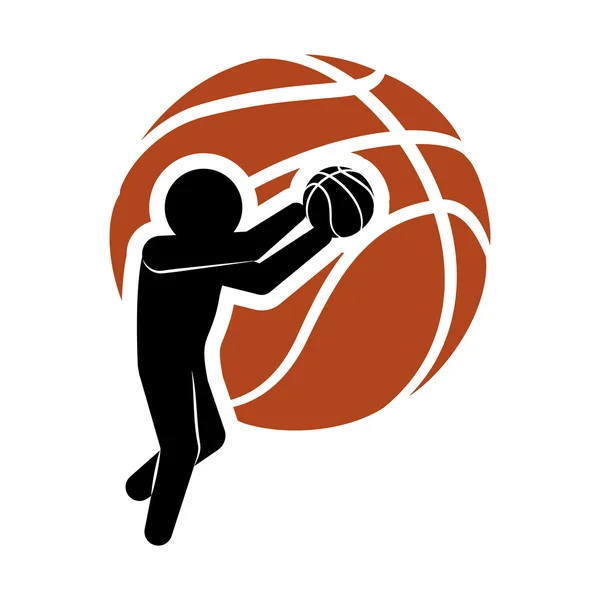 Jugador de pictograma y diseño de baloncesto — Vector de stock