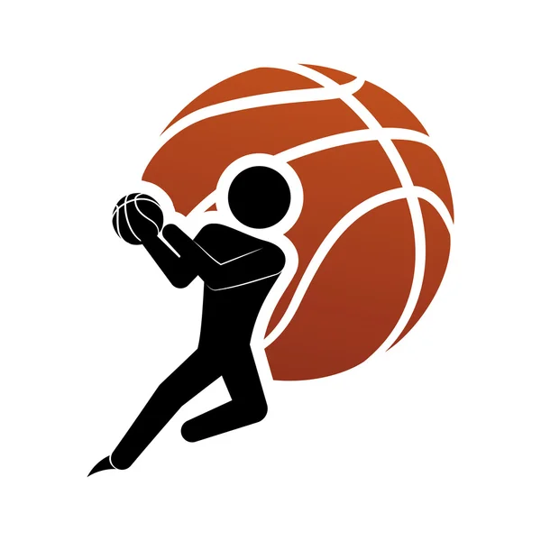 Pictogramme joueur et basket-ball design — Image vectorielle