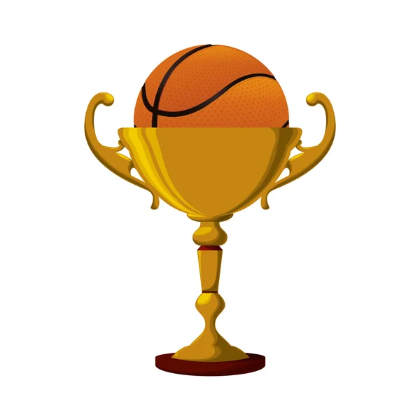 Gouden trofee en basketbal ontwerp — Stockvector