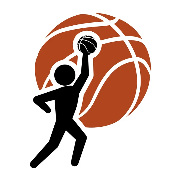 Pictogramme joueur et basket-ball design — Image vectorielle