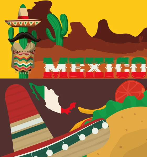 Mexikanische Kultur und Design von Wahrzeichen — Stockvektor