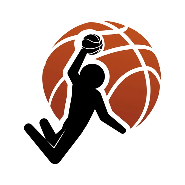 Jugador de pictograma y diseño de baloncesto — Vector de stock