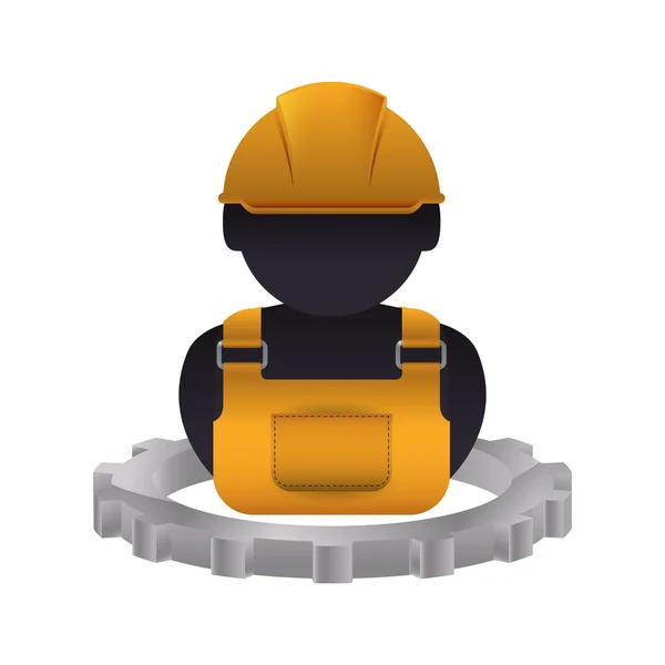 Constructer man and gear design — Stock Vector