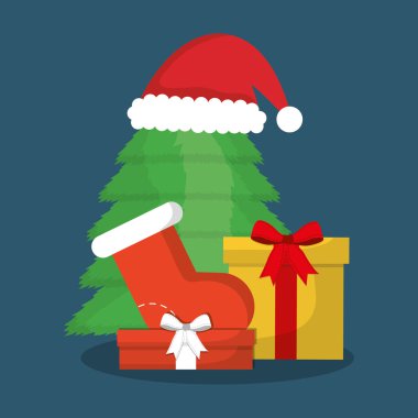 Şapka çam ağacı ve Chistmas tasarım hediye