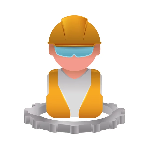 Constructer man and gear design — Stock Vector