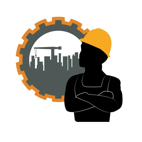 Constructor y diseño de planta industrial — Vector de stock