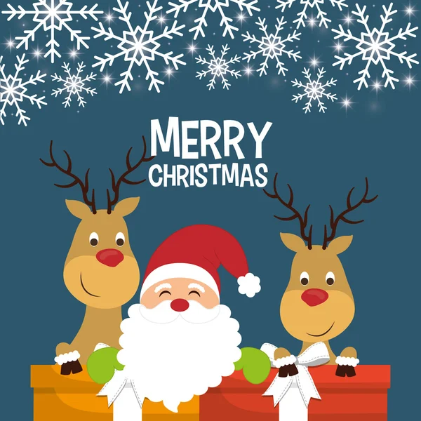 Cartone animato di Babbo Natale e renne di design natalizio — Vettoriale Stock