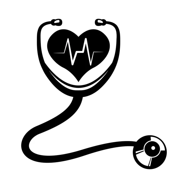 Estetoscópio cardíaco projeto de cuidados médicos — Vetor de Stock
