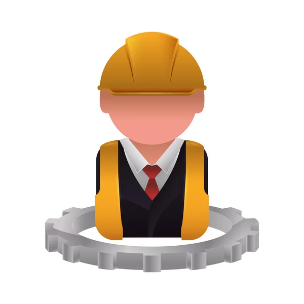 Constructor hombre y diseño de engranajes — Vector de stock