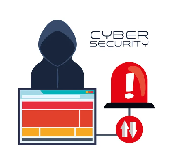 Siber güvenlik sistemi ve medya tasarımı — Stok Vektör
