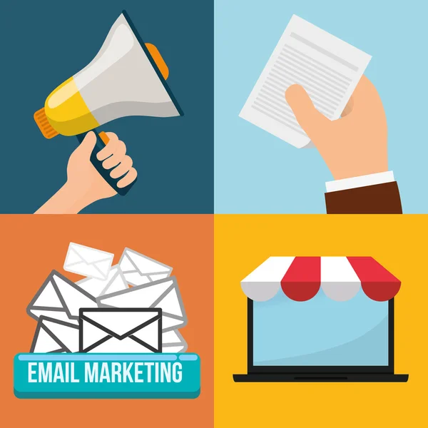Email marketing y diseño de medios de comunicación — Vector de stock