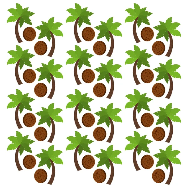 Frutti di cocco e palme disegno di sfondo — Vettoriale Stock