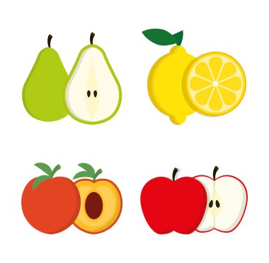 Armut şeftali limon ve elma meyve ve yaz kavramı