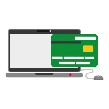 Kredi kartı ve ticaret kavramı dizüstü bilgisayar