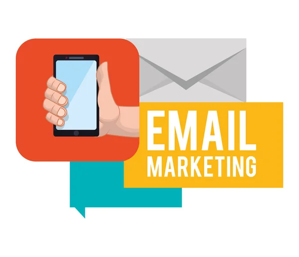 Email marketing e comunicazione media design — Vettoriale Stock