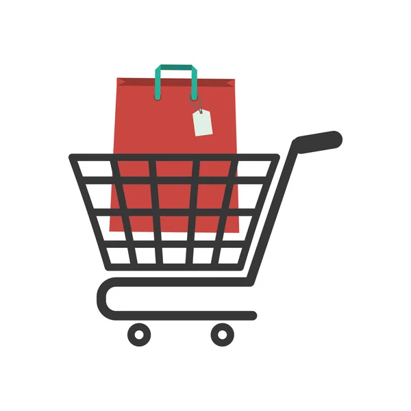 Shopping väska och Cart of Commerce Concept — Stock vektor