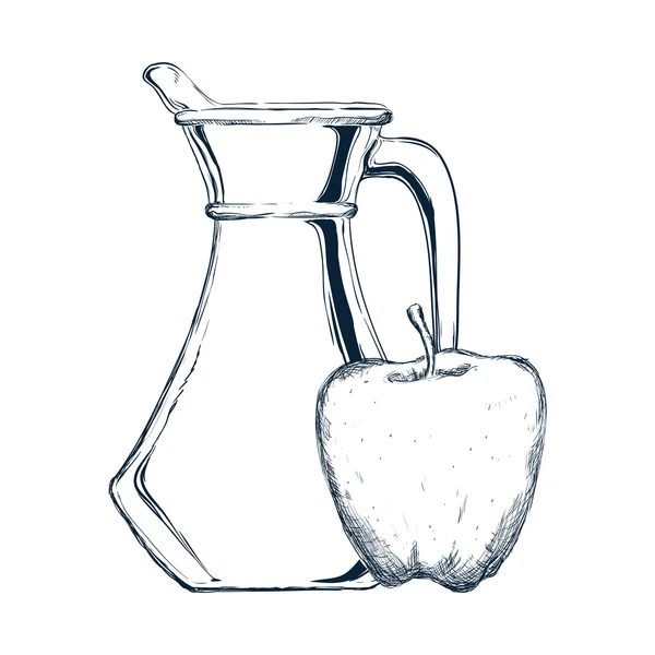 Glas mit Saft und Apfeldesign — Stockvektor