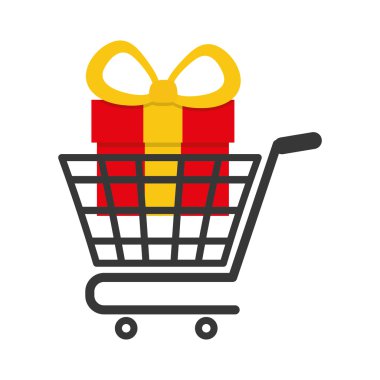 Alışveriş sepeti ve ticaret konsepti hediye