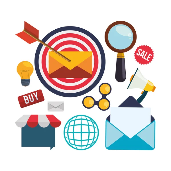 E-Mail Marketing und Mediendesign — Stockvektor