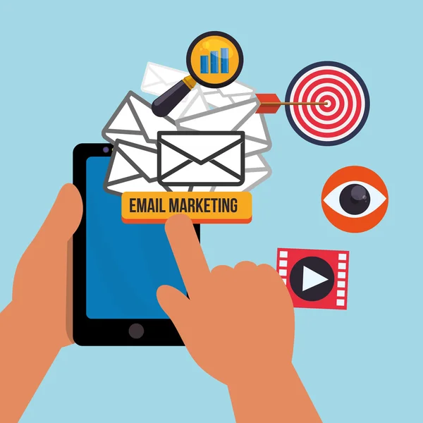 E-posta pazarlama ve iletişim medya tasarımı — Stok Vektör