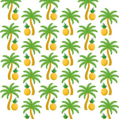 Ananas meyve ve palmiye ağaçları arka plan tasarımı