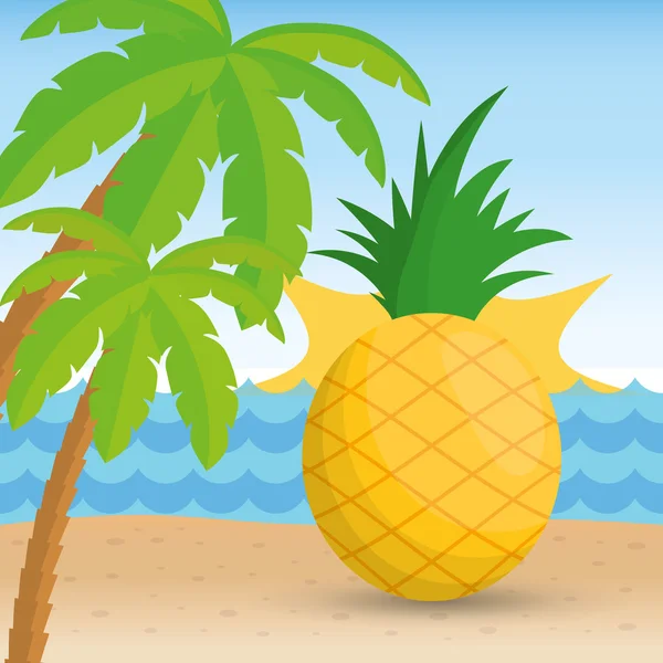 Ananas et concept d'été — Image vectorielle