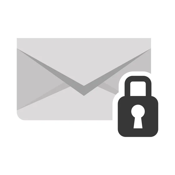 Envelope message with padlock design — Stock Vector