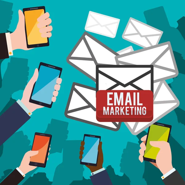 Email marketing e comunicazione media design — Vettoriale Stock