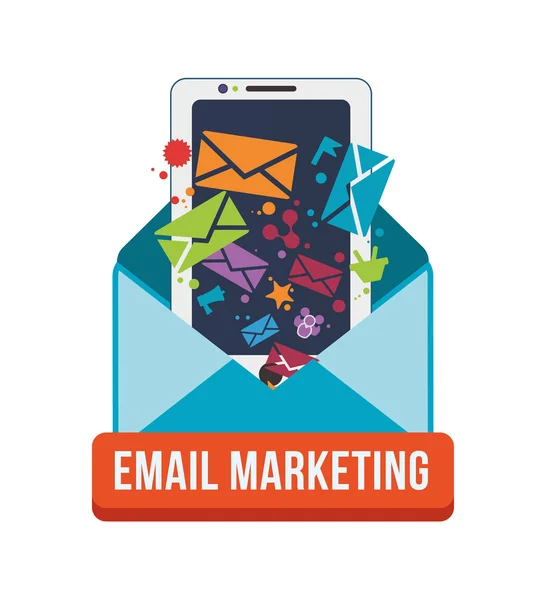 Marketing e-mail i projektowanie mediów komunikacyjnych — Wektor stockowy