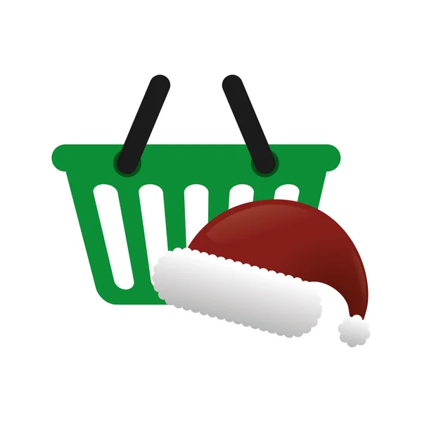 メリークリスマスデザインのショッピングバスケット — ストックベクタ
