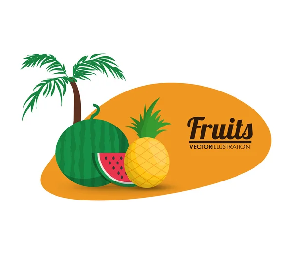 Арбуз и ананас фруктовый дизайн — стоковый вектор