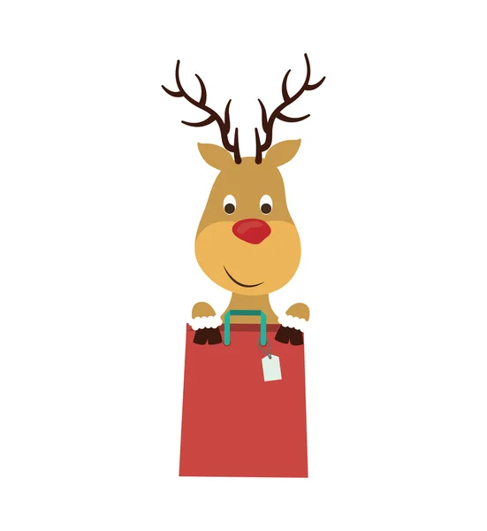 Einkaufstasche mit frohem Weihnachtsdesign — Stockvektor