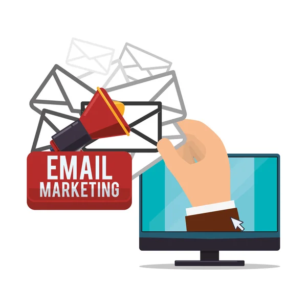 E-Mail Marketing und Mediendesign — Stockvektor