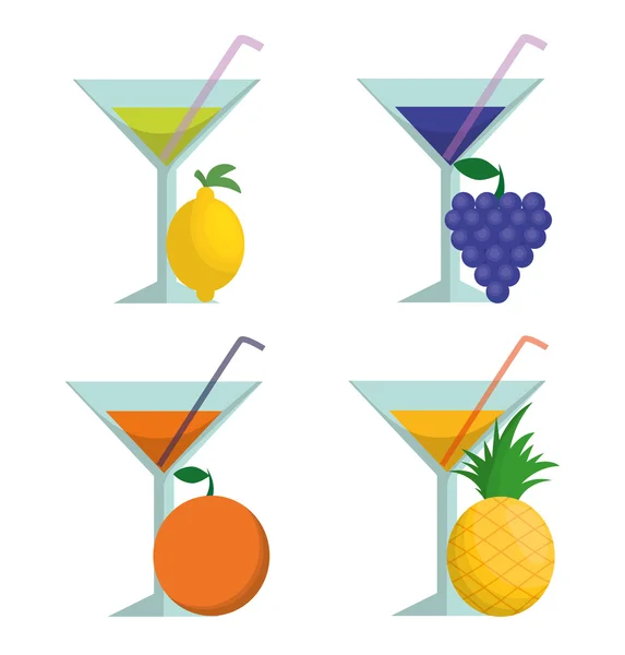 Cocktails frutas e conceito de verão — Vetor de Stock