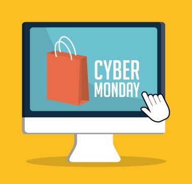 Alışveriş çantası ve cyber Pazartesi tasarım