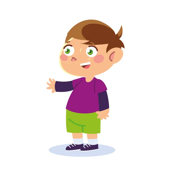 Cute little boy character cartoon — Stock Vector